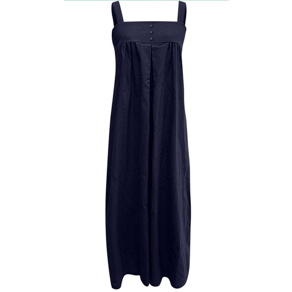 NEW Oversized Cotton Sleeveless Cotton Jumpsuit Adjustable Straps M Navy Blue - Picture 2 of 12